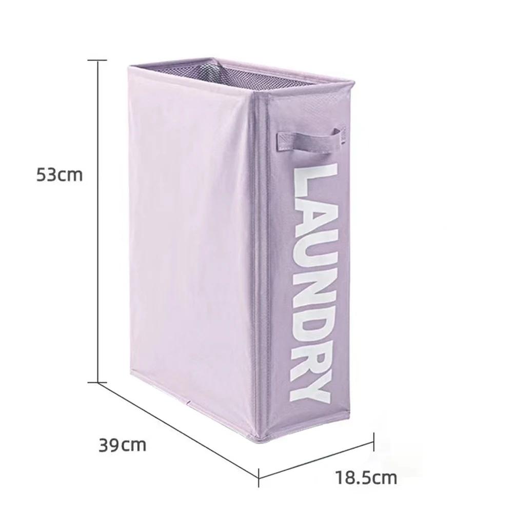 Foldable Slim Laundry Basket with Wheels Laundry Hamper with Handle Dirty Clothes Organiser Yoga Mat Equipment Storage Basket