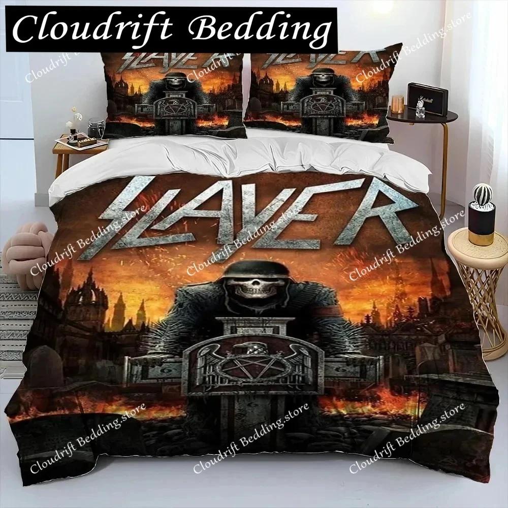 Комплект постельного белья с одеялом, тематика хэви-метал группы Slayer, пододеяльник, комплект для кровати, покрывало, наволочка, размер King Queen, Подарок0