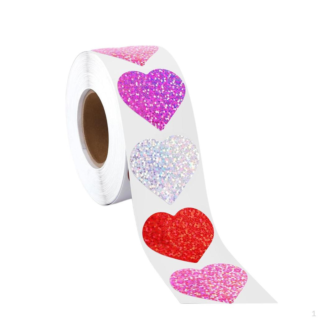 Love Stickers Foil Shiny Heart 4 Colors Design Stable Roll Glitter