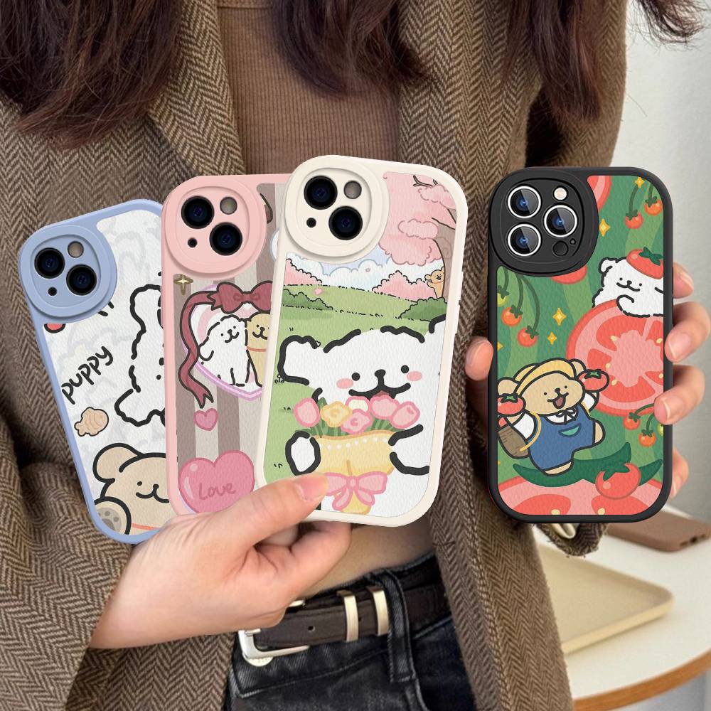 Maltese Cute Line Puppy Dog Phone Case For IPhone 16 15 14 13 12 11 Pro Max Plus Leather Soft Cover