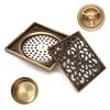 Square Antique Brass Floor Drain Bathroom Shower Insert Stopper Grates Waste Kitchen Floor Drain