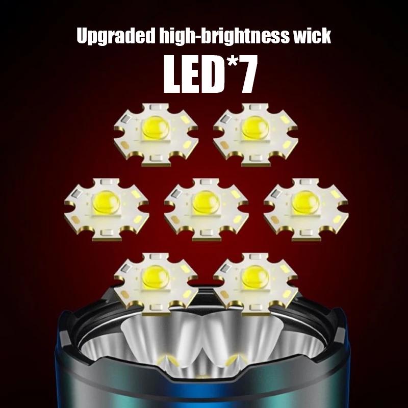 7*LED мощный фонарик легкий многофункциональный портативный фонарь водонепроницаемый боковой фонарь