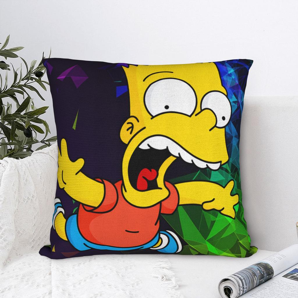 Pillow Case Bart SSimpsons Neon Print Soft Pillow Cover For Living Room Chair Fashion Pillowcases