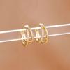 2PCS Stainless Steel Double-layer Cartilage Piercing Earrings For Women Zircon Gold Color Hoop Earring Fashion Wedding Jewelry