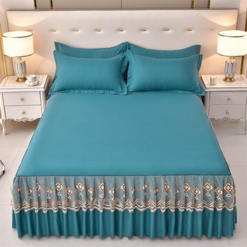 Lace Bed Skirt Bedspread Single Piece Ruffled Solid Color Bedspread Single Layer Brushed Princess Style Three-Piece Set