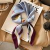 Elegant Skinny Silk Square Scarf Women Floral Print Foulard Neckerchief Head Hijab Bandana Bag Ribbon Lady Soft Satin Hairband