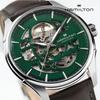 [Hamilton] Jazzmaster Skeleton Green 40mm Leather Strap H42535560