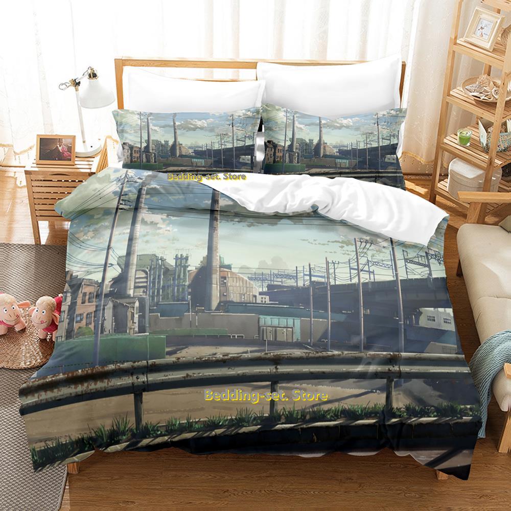 Комплект постельного белья Anime City Single Twin Full Queen King Size Bed Set Adult Kids Bedroom Duvetcover Sets 3D Print Anime Bed Sheet