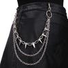 Hiphop Punk Metal Chain Belt with Silver Studs Adjustable Length Chain Belt for Fashionable Adults