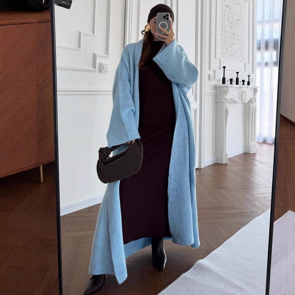 Женский длинный вязаный кардиган на осень 2025 года - Европейская и американская мода, Свободный и уютный стиль