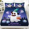 Halloween Bedding Set Cartoon White Ghosts Pattern Fitted Sheet Bedroom Decor for Kids Halloween Gifts Halloween Decorations