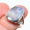Подарочное кольцо из стерлингового серебра 925 пробы с натуральным радужным лунным камнем S.9 q6v04