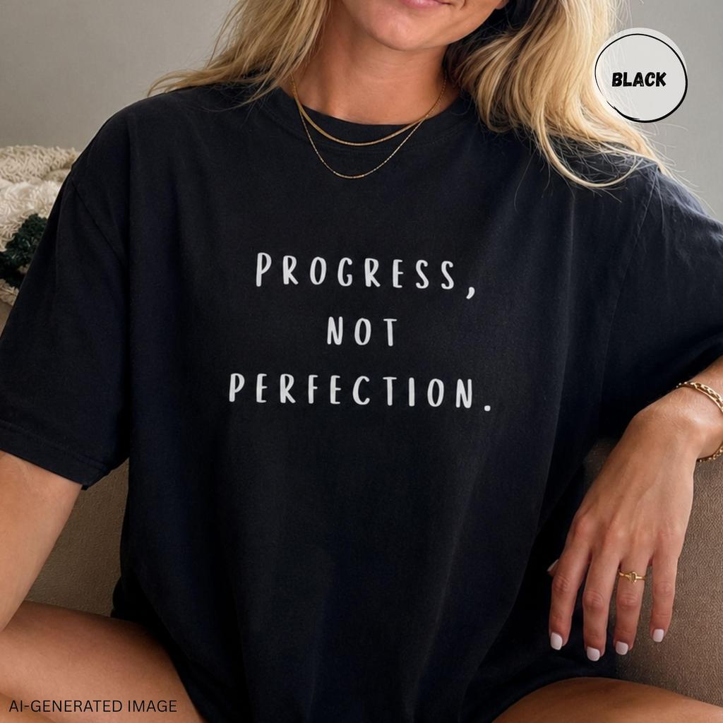 Comfort Colors Progress Not Perfection Tee | Motivational and kids tshirt, Self Growth Gift, Inspirational Tand kids tshirt