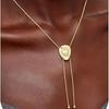 Women's New Copper Plated 14k Gold Box Chain Trendy Necklace Cowboy Cool Design Adjustable Stretch Light Luxury Non-fading Style