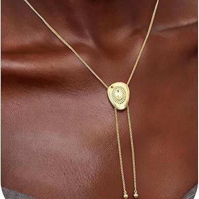 Women's New Copper Plated 14k Gold Box Chain Trendy Necklace Cowboy Cool Design Adjustable Stretch Light Luxury Non-fading Style