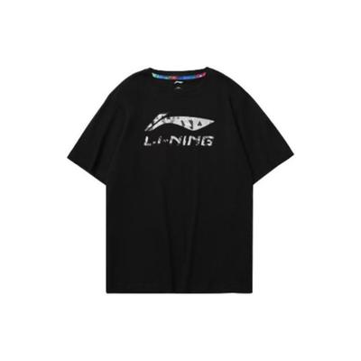 Футболки Li Ning Унисекс Черные с круглым вырезом Умеренный прямой крой YHST175-1