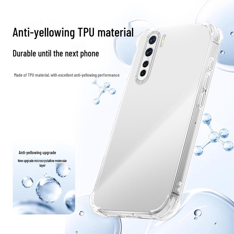 Прозрачный противоударный ТПУ чехол для телефона OPPO A91 с защитой-подушкой и премиальным ощущением