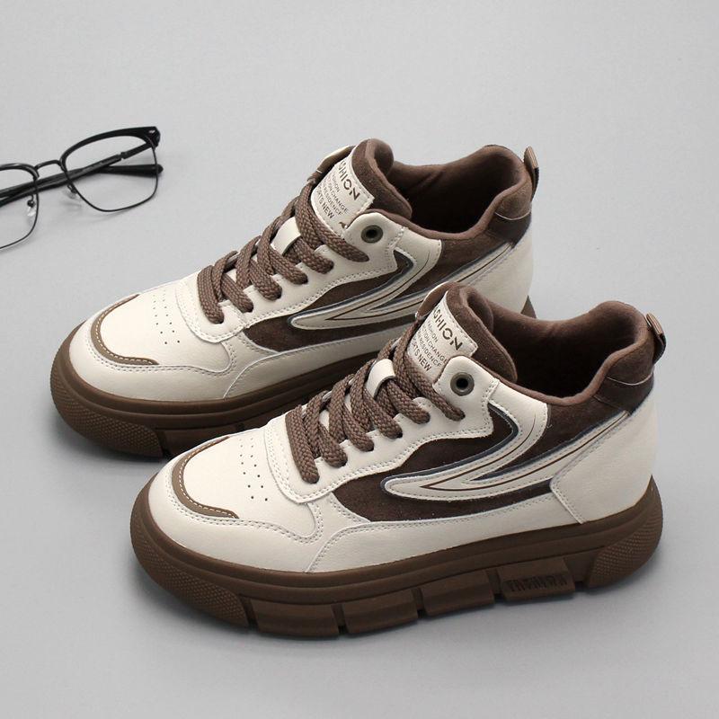 Высокие кроссовки женские зимние новые стильные студенческие универсальные на толстой подошве плюс бархатные повседневные спортивные хлопковые туфли