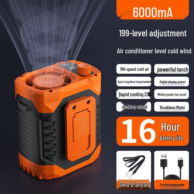 High-Speed Portable USB Waist Clip Fan for Outdoor Use