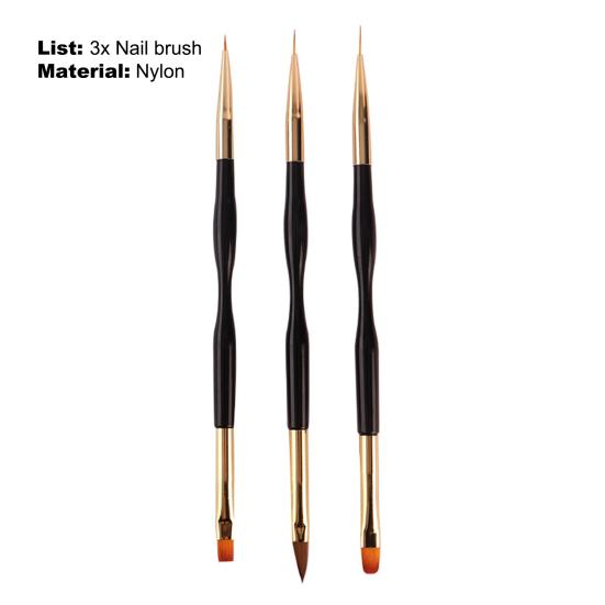 Yousheng 3Pcs Щеточка для ногтей Многофункциональная DIY Двойная головка 3D Типсы Маникюрная кисть для рисования для маникюрного салона