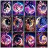 Full Square Round Diamond Painting New Moon Flower Decor Home Embroidery Mosaic Fantasy Butterfly Landscape Home Decor
