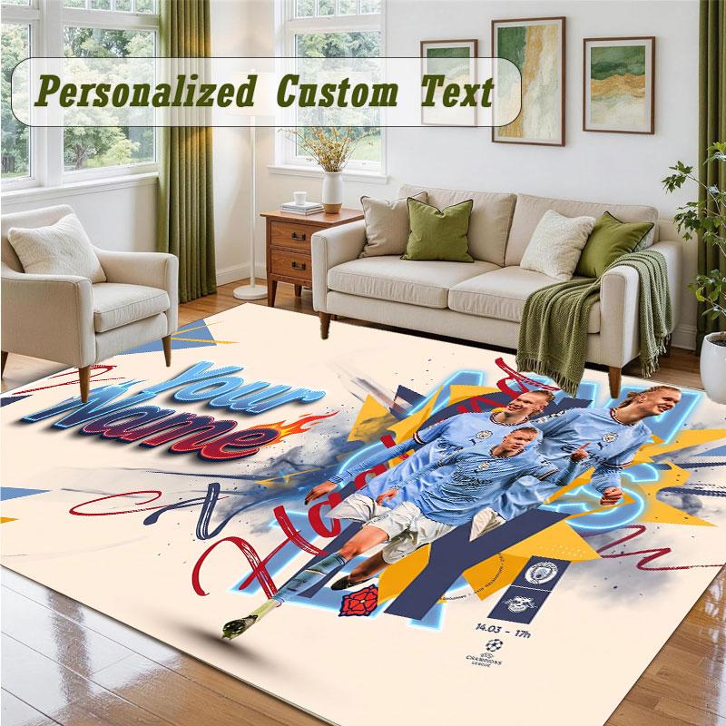 Crystal Velvet Square Rug Custom NameErling Haaland Pattern Non Slip Home Floor Decor Rug