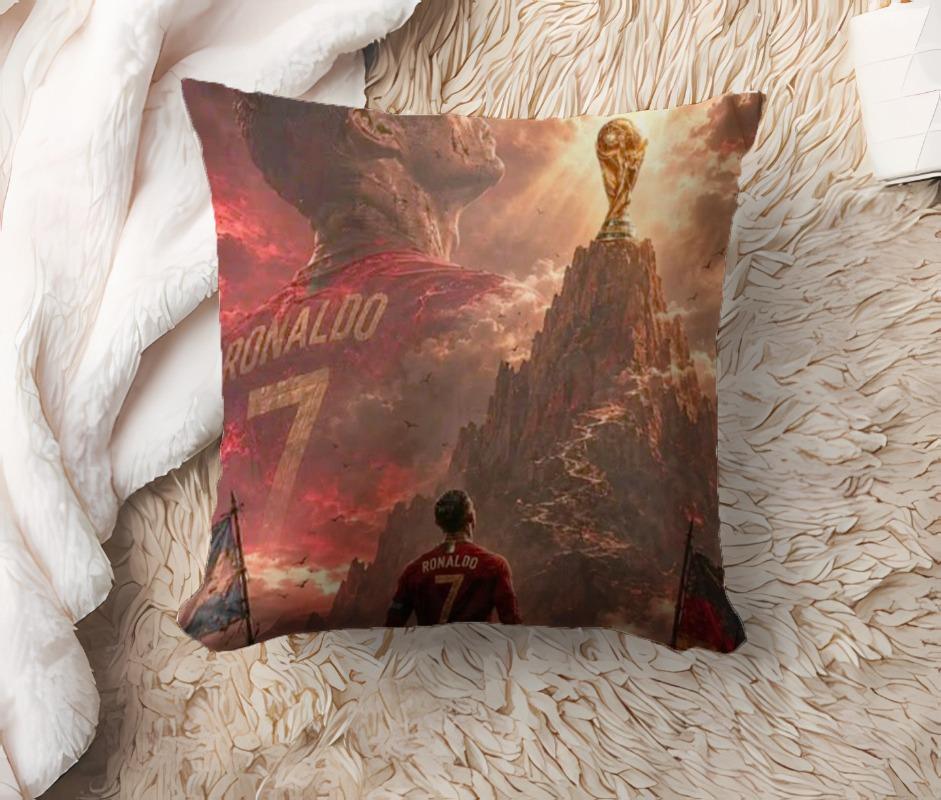 Football Star Cr7 Pillow Cover Sofa Decorative Double-sided Printing Seat Car Cushion Case Ronaldos Pillowcase Home Supply Gift