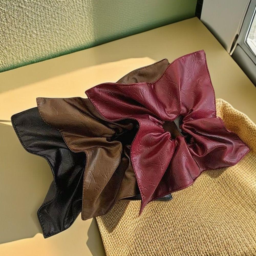 Casual Leather Square Scrunchies High-end Gentle Hair Ties Hair Rope Women Girls Accessories