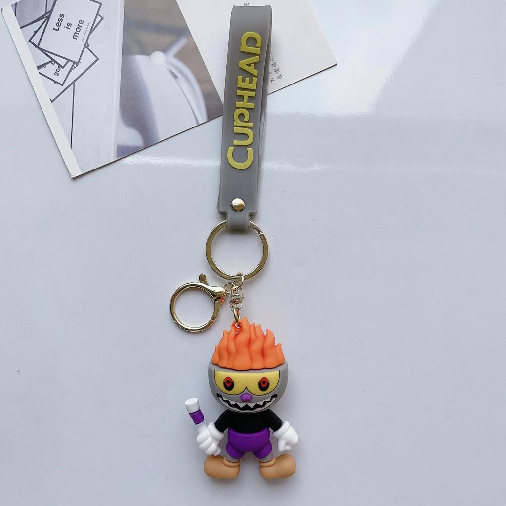 Cuphead Keychain Anime Cartoon Mugman Figures Doll Skibidi Toilet Man Keyring Pendent Car Key Chains Kids Toys Christmas Gifts