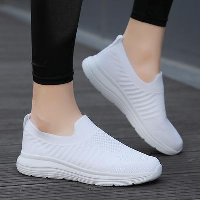 Большого размера старые пекинские тканевые туфли женские на плоской подошве вязаные туфли-слипоны женские весенне-осенние туфли для мам среднего и пожилого возраста