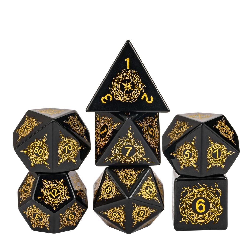 Набор кубиков Cusdie из опалового камня для D&D, 7 шт., ручная работа, полиэдрический набор кубиков с кожаной коробкой, кубики для игры D&D, для коллекции