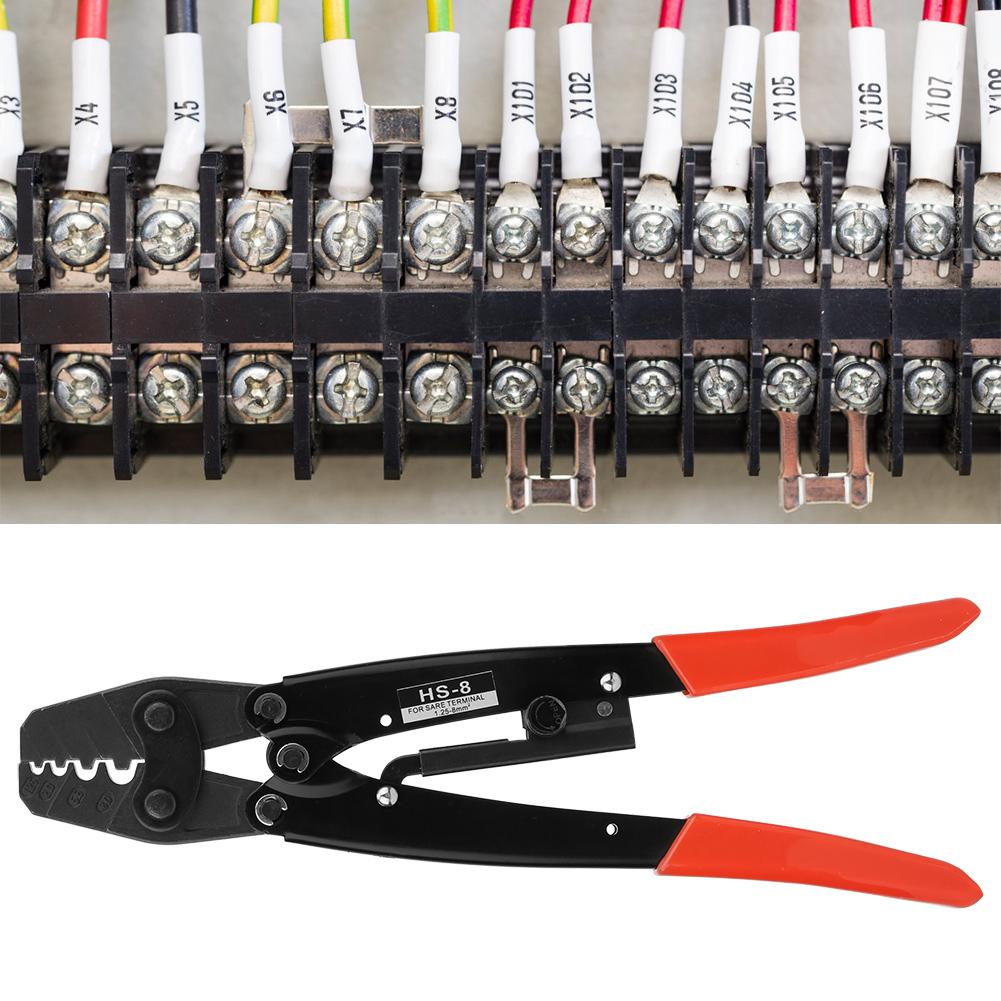 HS-8 Crimper Pliers Hand Crimping Tool 1.25-8mm 17-8AWG for Bare Terminal
