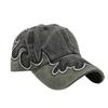 Flame contrasting color washed retro baseball cap American hip hop big head circumference men's embroidery visor cap cap women's hat