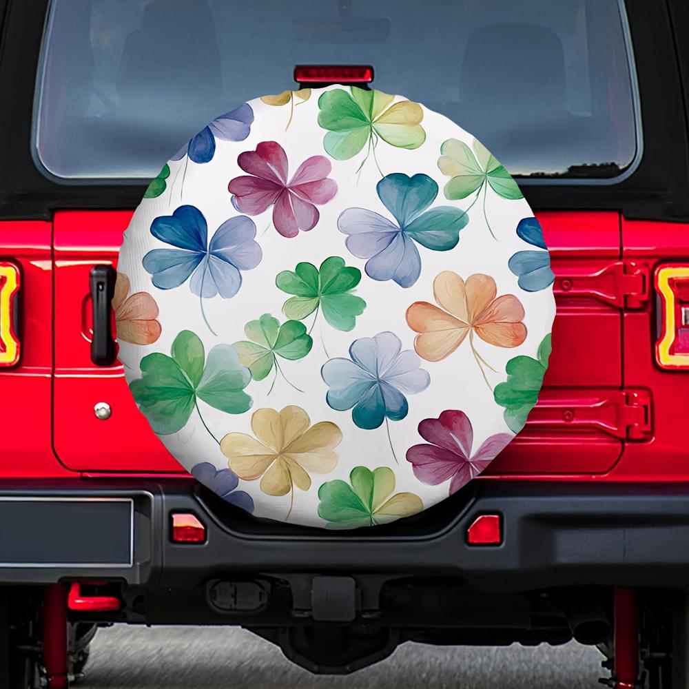 One Piece Of 2D Flat Printed Tire Covers Featuring Watercolor Flowers Made From 100% Polyester Fabric, Suitable For Road Trip Ti