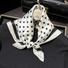 Versatile White Polka Dot Mulberry Silk Scarf - Stylish Korean Small Square for Spring/Summer