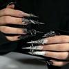 10/30PC Mix Retro Silver Gothic Halloween Nail Charms Alloy Punk Skull Spider Cross Wing Sword Nail Decorations Dark Style Nails