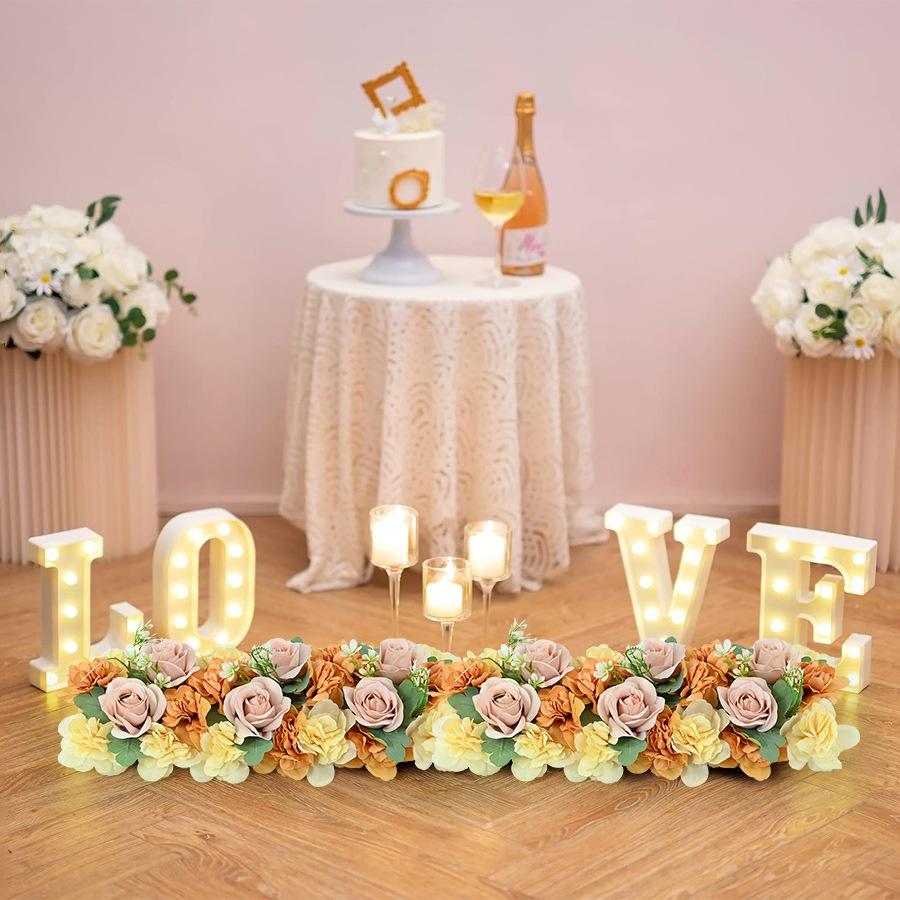 Artificial Rose Garland with Long Row Design Customizable Minimalist Arrangement for Wedding Decorations