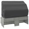 3 Seater Garden Sofa with Canopy and Footstool Grey Poly Rattan