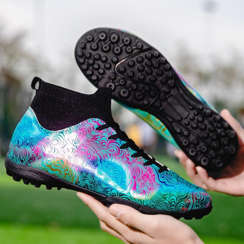 35-46 мужские/женские высокие эластичные носки футбольные бутсы резиновая мягкая подошва с короткими ногтями искусственный газон кожа молодежные детские футбольные бутсы