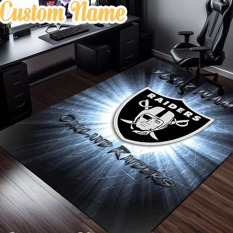 Custom Name Las Vegas Raiders Design Rug, Office Rug, Chair Rug, Carpet for Living Rooms, Doormat Game Rug Home Decor Christmas Gifts