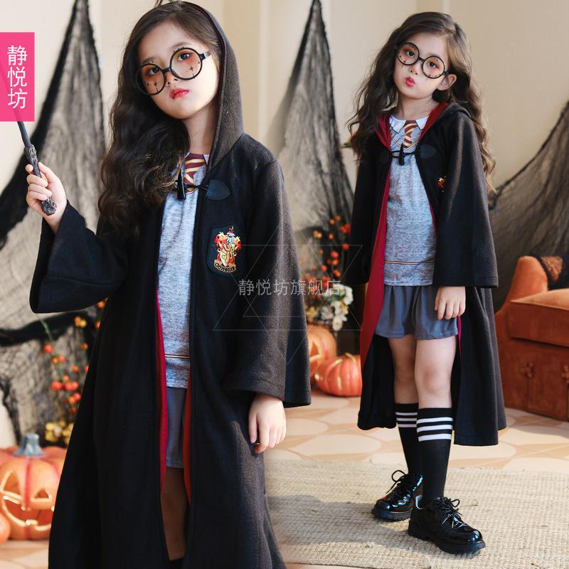 Children Harry Potter Halloween Costume Magic Robe Cosplay Student School Uniform Girls Show Costume