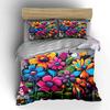 Colorful Floral Art Decor Set Bedding Set with 1 Duvet Cover 2 Pillowcases Single Double King Queen, Gift