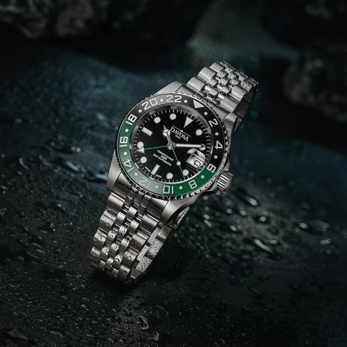 Davosa Ternos Ceramic GMT Automatic 20 АТМ Водонепроницаемые Швейцарские Серебристые Мужские Часы, Устойчивые, Сделано, 161.590.07,