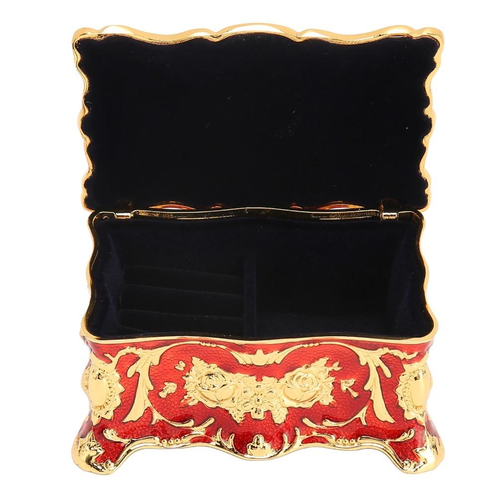 Metal Enamel Jewelry Box Rectangular Jewelry Organizer Trinket Box Gemstone Storage Tray