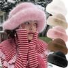 Теплая панама Плюшевая шляпа-рыбак Новая пушистая меховая шляпа-ведро для женщин и девочек Зимние утолщенные береты Покрытие для защиты ушей Шапка на голову