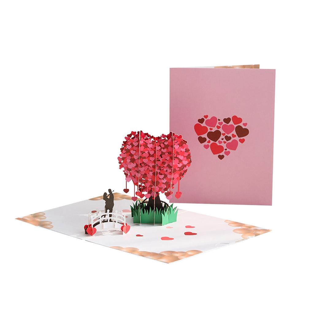 Поздравительная 3D-открытка Qixi Love Tree, открытка на День святого Валентина, подарок паре, креативное любовное послание ручной работы.