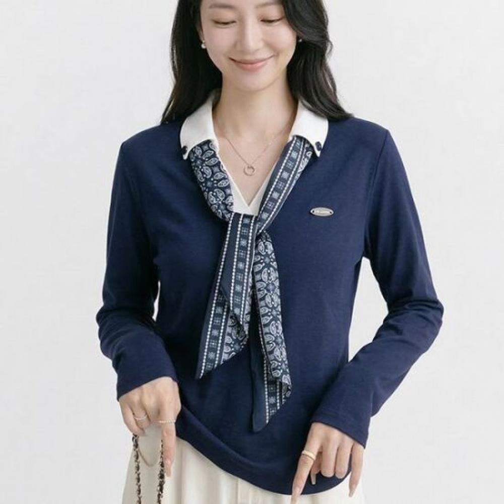Navava Women Daily STylish Scarf Collar Neck Long Sleeve T shirT nT3276