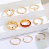 Золотое Роскошное Открытое Кольцо Простое Открытое Очарование Модное Кольцо 9-компонентное Кольцо Комбинация Глянцевый Вечерний Франк Женское Подарочное Кольцо Универсальный Комплект Ювелирных Изделий
