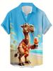Funny Camel Beach Vacation Pattern 3D Print Men'S Casual Shirt Fashionable Individual Hip-Hop Rock Street Hawaiian Shirt