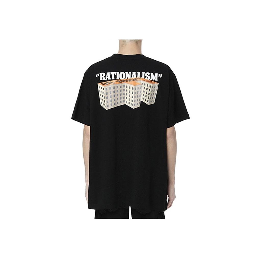 Off-White Футболка с коротким рукавом и логотипом Rationalism, мужские топы, черный OMAA038R201850071088